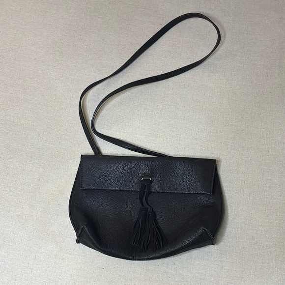 NWOT Anthropologie Elegant Black Tassel Shoulder Bag - Picture 1 of 10